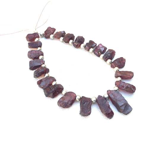 21 Piece 1 Strand AAA Quality Natural Red Garnet Gemstone Uneven Shape Side Drilled Rough Size 6x11-8x19MM,Making Jewelry January Birthstone