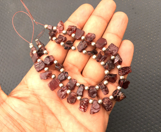 Rough Gemstone Sale 20 Pieces Side Drilled Raw, Natural Garnet Gemstone,Uneven Shape Size 6x10-8x11 MM,Making Jewelry Wholesale Price Raw