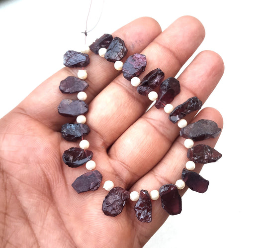 Nice Collection Natural Garnet Gemstone Rough, 22 Pieces Uneven Shape Raw, Size 6x11-8x18 MM January Birthstone Making Jewelry Wholesale