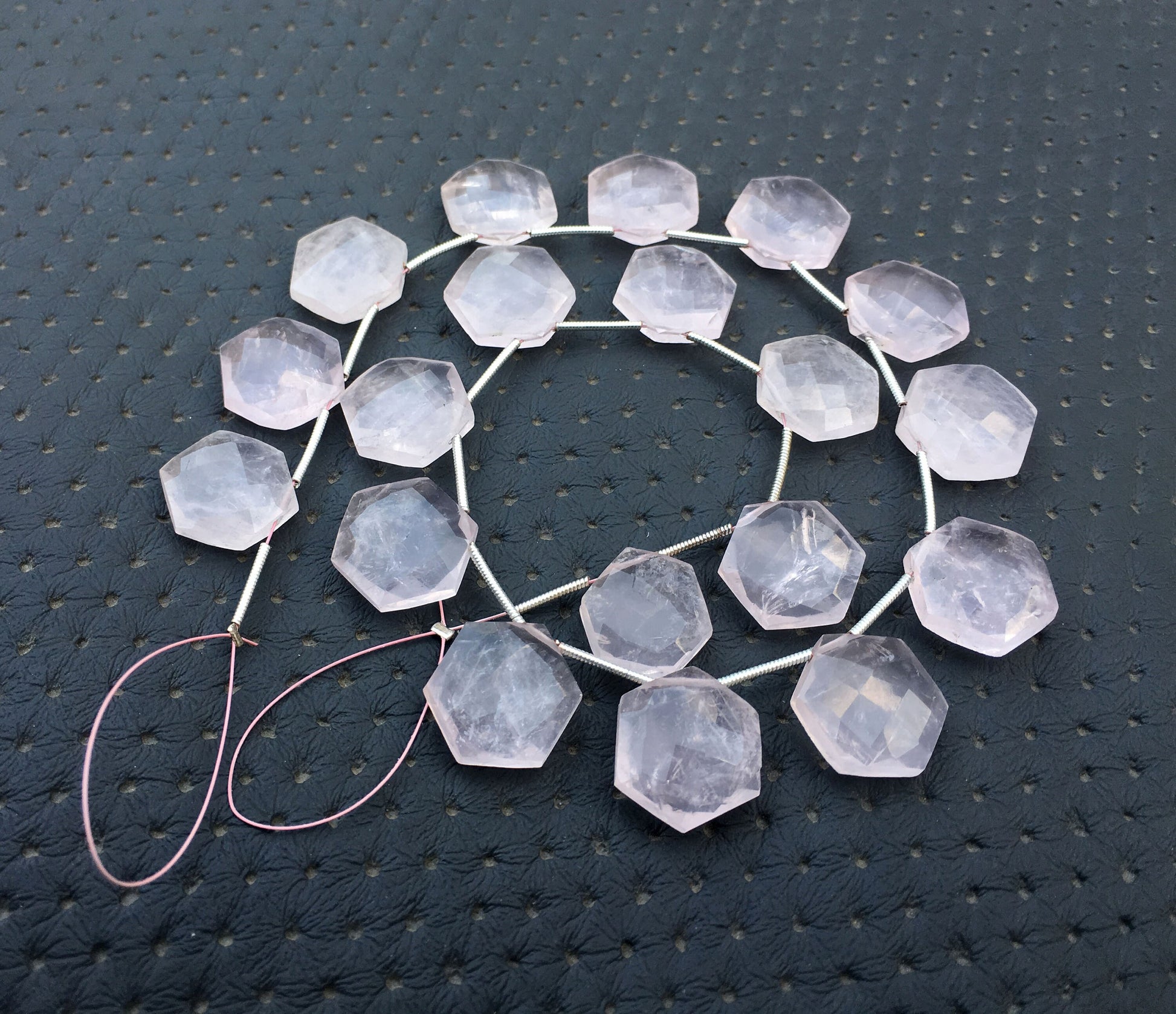 Exceptionally Lovely Stone Natural Rose Quartz Gemstone, 19 Pieces Faceted Hexagon Shape Beads,Size 14-15 MM Briolette Beads Wholesale Price