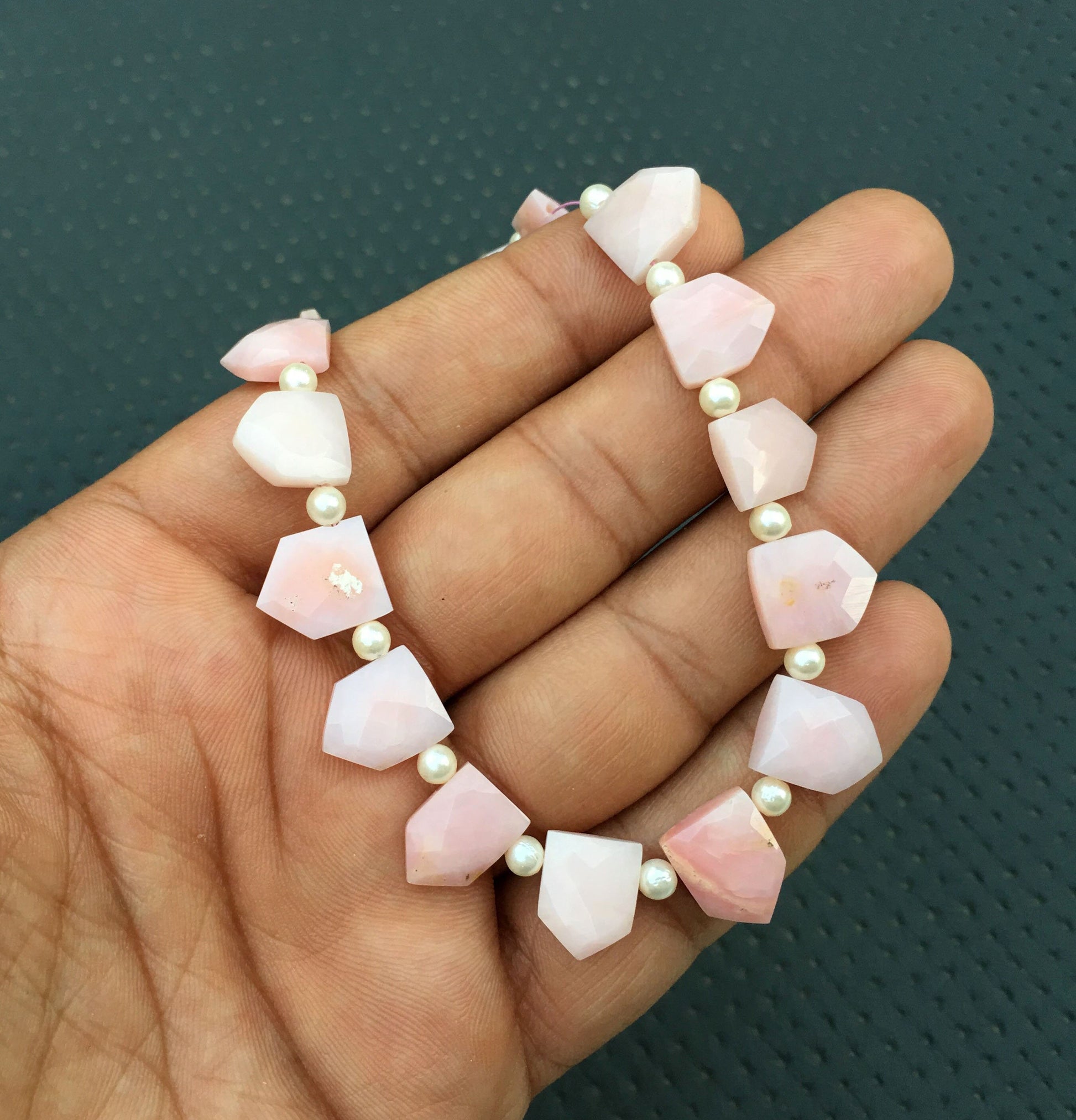 Nice collections Natural Pink Opal Gemstone,22 Piece Faceted Pentagon shape Bead,Size 8x11-10x13 MM Briolette Beads,Making Jewelry Wholesale