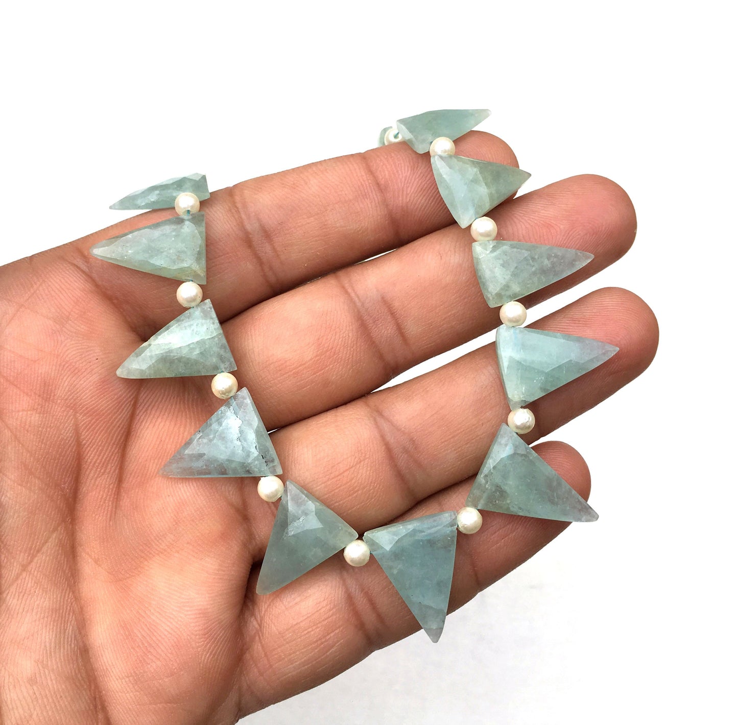 Amazing Quality 1 Strand Natural Aquamarine Gemstone,Triangle Shape,Aquamarine Beads Size 10x13-14x18 MM,Faceted Gems 21 Pieces Wholesale