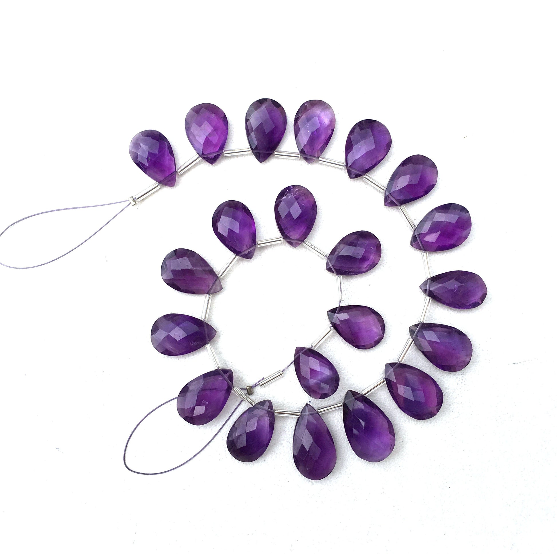 Best quality 1 Strand Natural Amethyst Gemstone,21 Piece Faceted Pear Shape,Size 10x15-12x20 MM February Birthstone Making Jewelry Wholesale