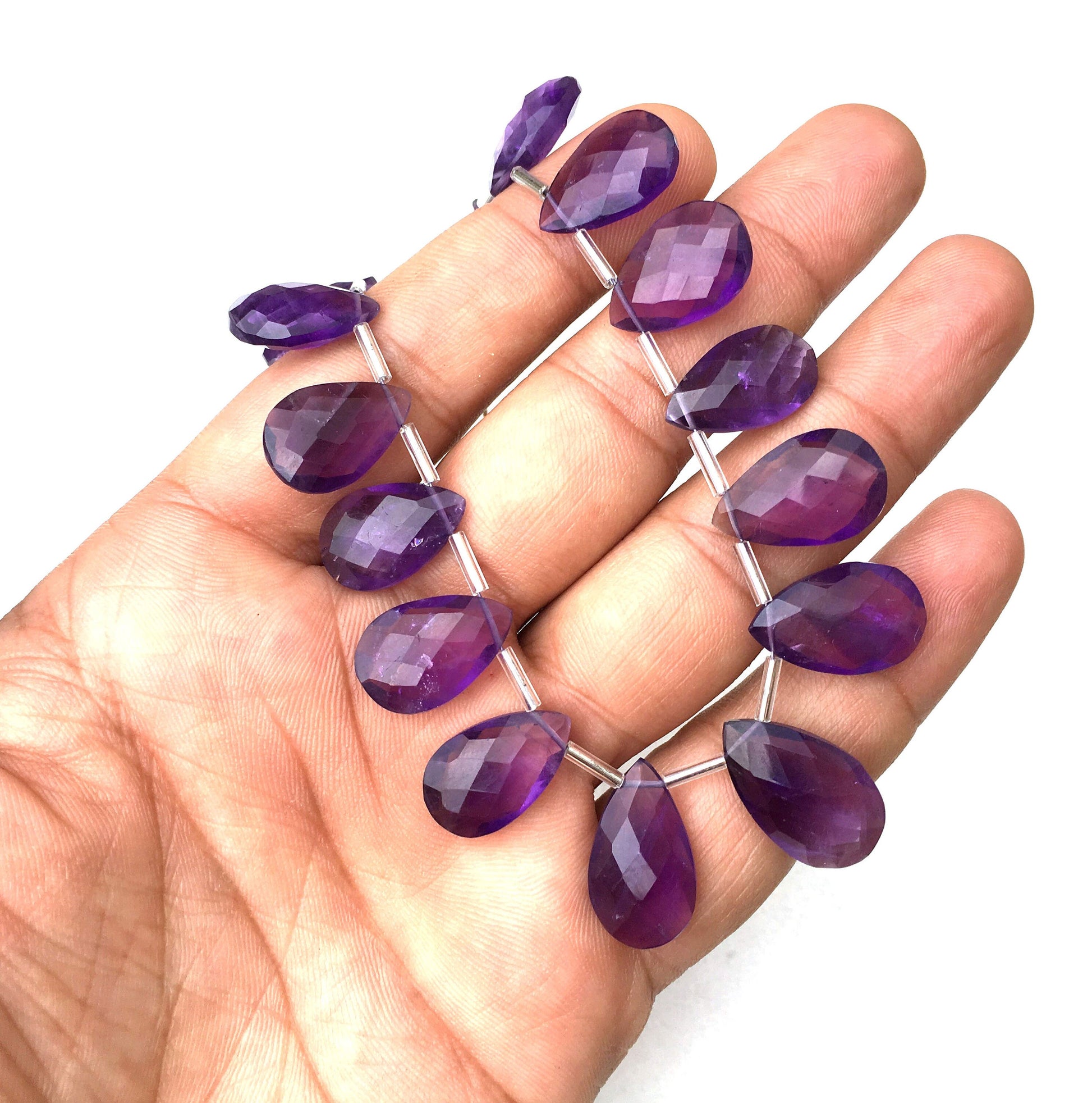 Best quality 1 Strand Natural Amethyst Gemstone,21 Piece Faceted Pear Shape,Size 10x15-12x20 MM February Birthstone Making Jewelry Wholesale