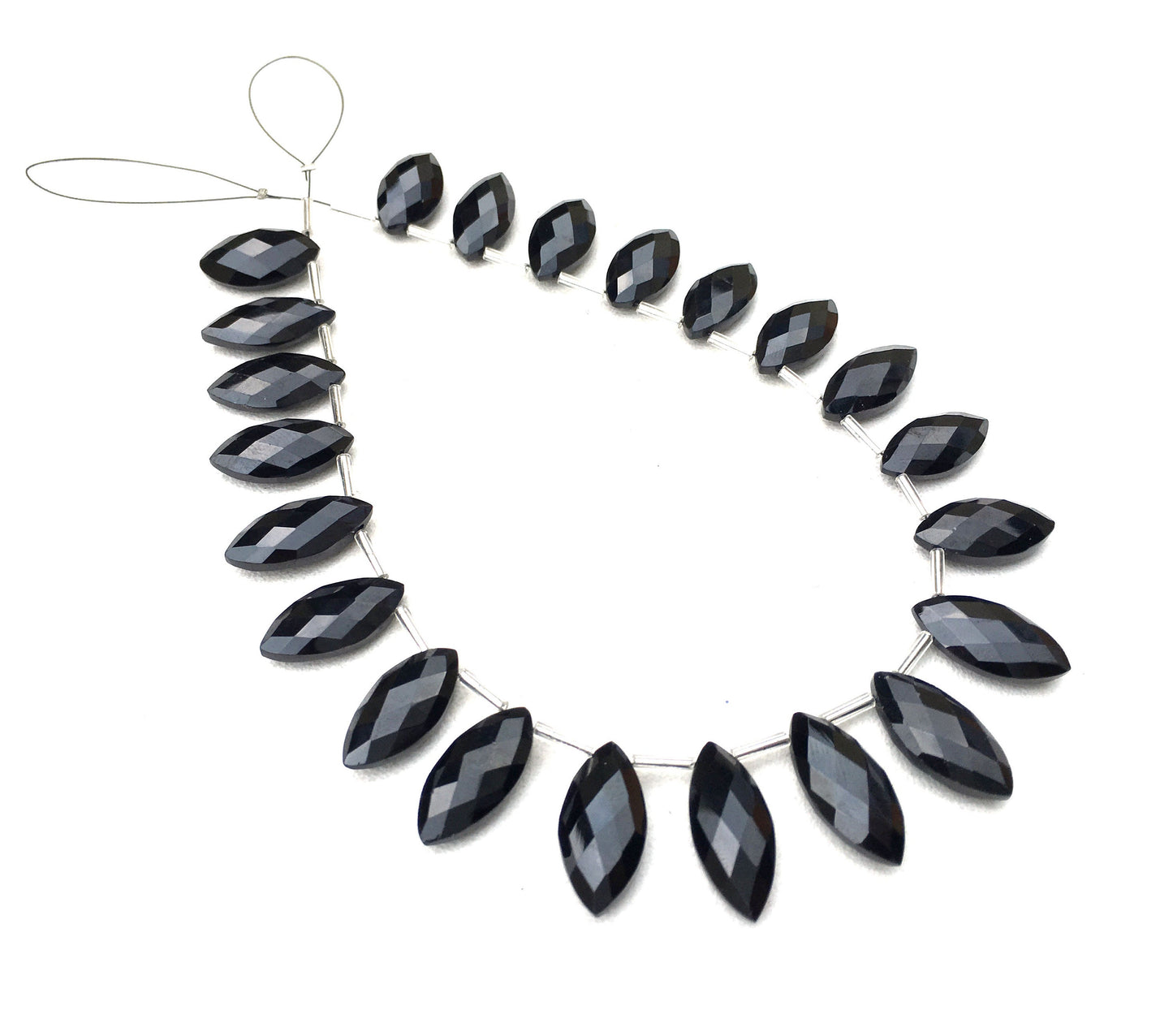 Natural Black Spinel Gemstone, 22 Piece Faceted Marquise Shape Beads,Size 9x17-10x19 MM,Spinel Gemstone,Making Black Jewelry Wholesale Price