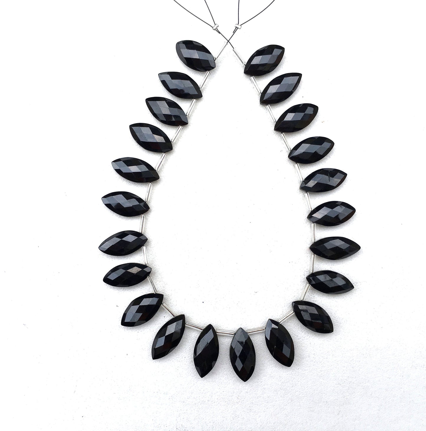 Natural Black Spinel Gemstone, 22 Piece Faceted Marquise Shape Beads,Size 9x17-10x19 MM,Spinel Gemstone,Making Black Jewelry Wholesale Price