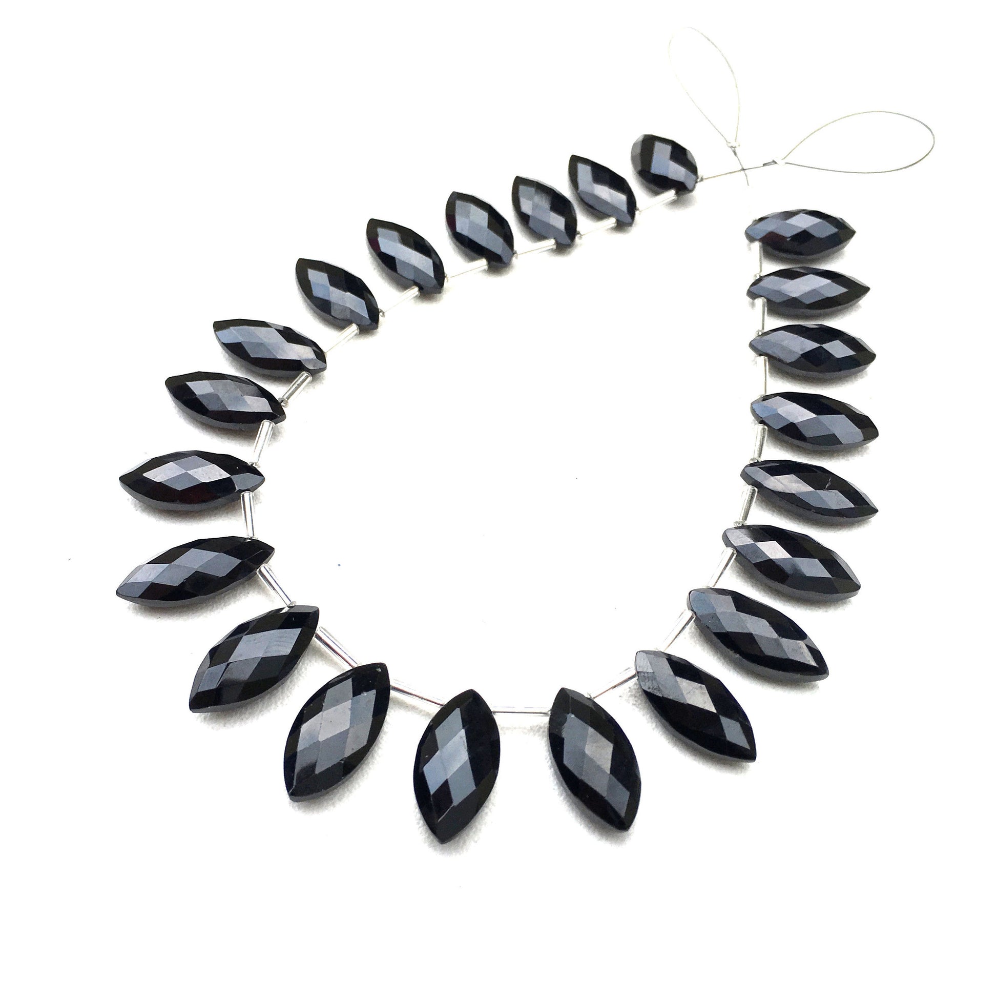 Natural Black Spinel Gemstone, 22 Piece Faceted Marquise Shape Beads,Size 9x17-10x19 MM,Spinel Gemstone,Making Black Jewelry Wholesale Price