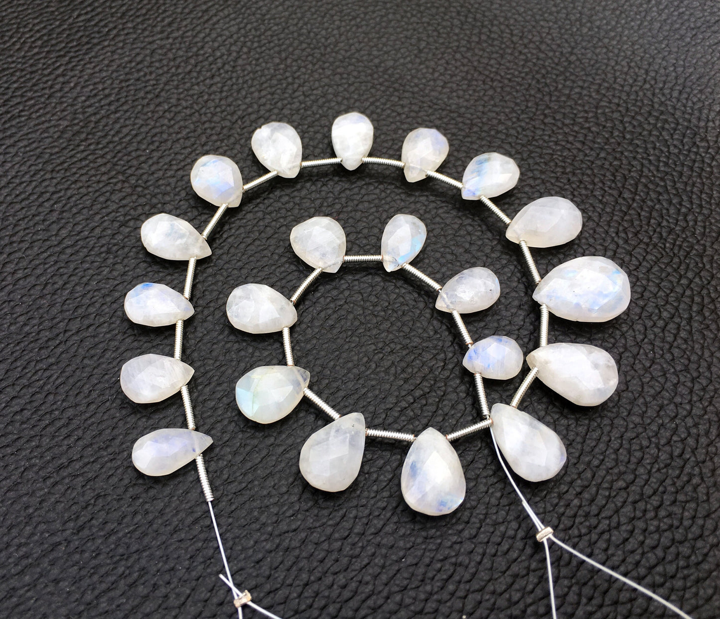 Magnificent quality Natural Rainbow Moonstone,21 Pcs Faceted Pear Shape Blue Fire,Size 7x10-12x16 MM Briolette Bead Making Jewelry Wholesale