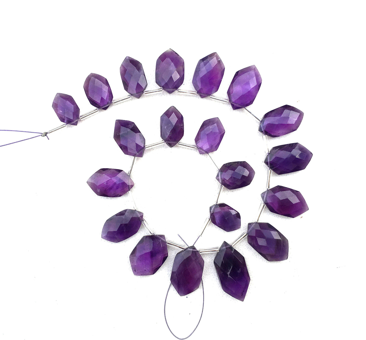 20 Pieces Natural Blue Amethyst Gemstone,Faceted Fancy Shape Beads,Size 8x13-11x22 MM Briolette Beads Making Birthstone Jewelry Wholesale