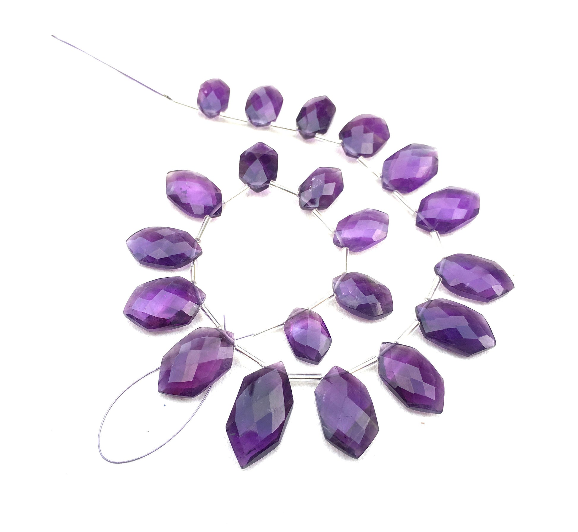 20 Pieces Natural Blue Amethyst Gemstone,Faceted Fancy Shape Beads,Size 8x13-11x22 MM Briolette Beads Making Birthstone Jewelry Wholesale