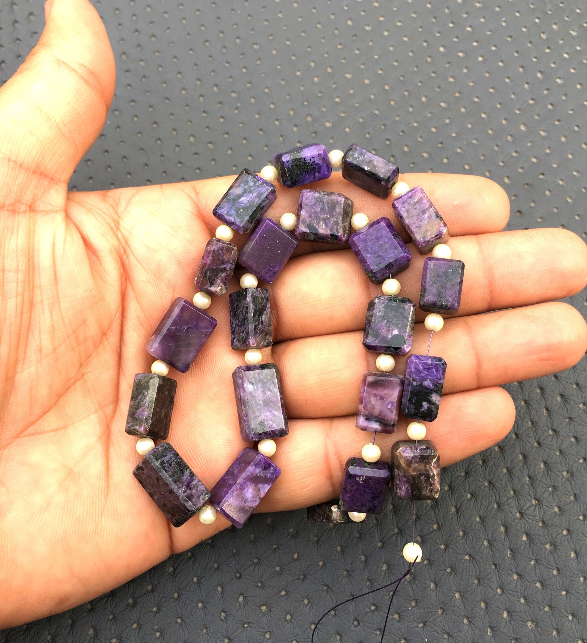 Unique 21 Pieces Natural Charoite Gemstone,1 Strand Faceted Rectangle Shape, Briolette Beads,Size 9x11-10x16 MM Making Jewelry Wholesale