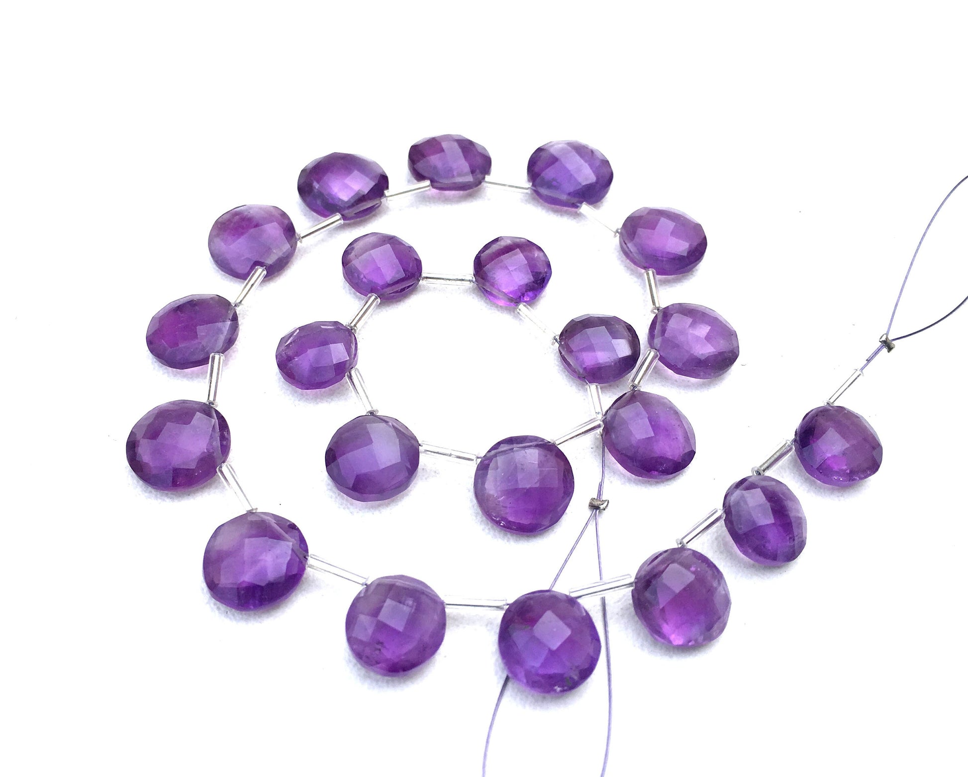 AAA Quality Natural Blue Amethyst Gemstone,21 Pieces Faceted Round/ Coin Shape Beads,Size 10-12 MM Making Birthstone Jewelry Wholesale Price