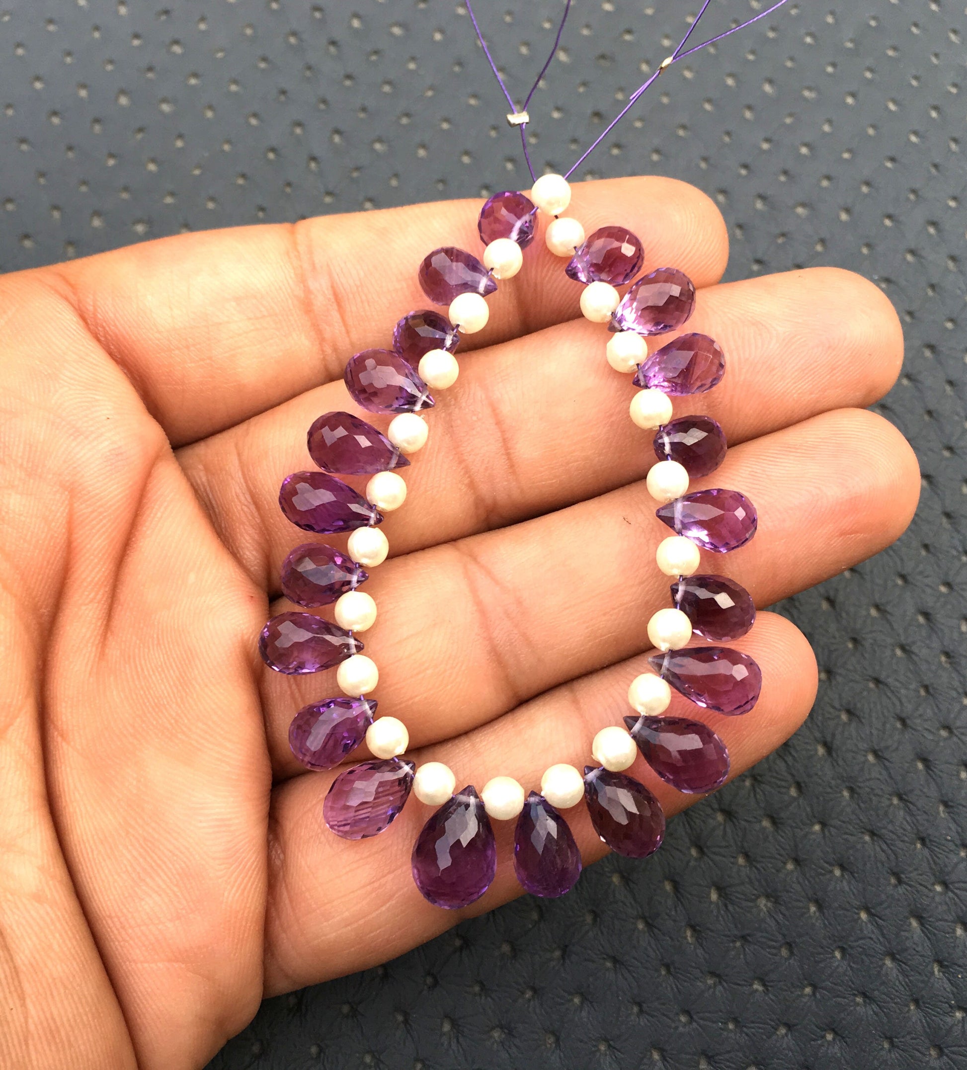 Natural Amethyst Gemstone,Faceted Teardrop Shape Beads,Size 6x8-7x11 MM,February Birthstone Briolette Beads Making jewelry Wholesale Price