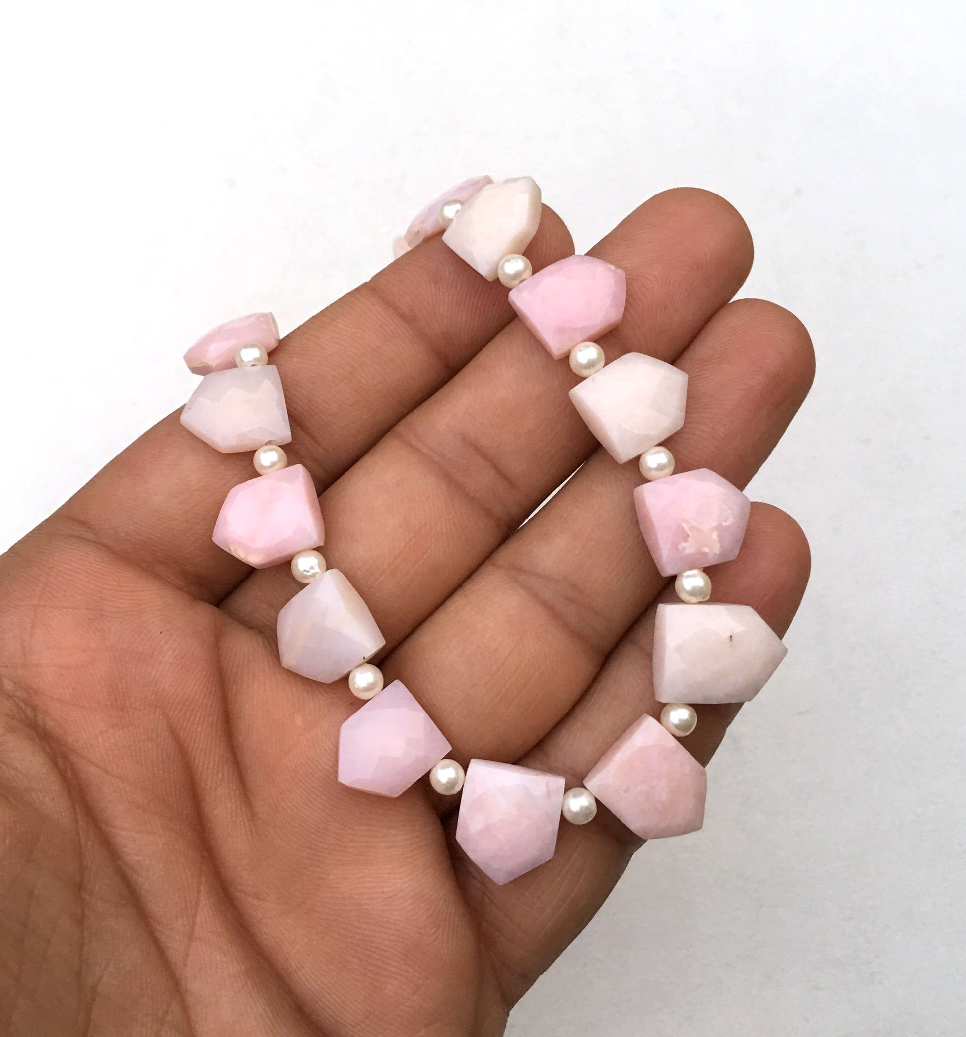 Gorgeous stones 21 Piece Natural Pink Opal Gemstone,Faceted Pentagon shape Beads,Size 9x12-11x13 MM Briolette Beads,Making Jewelry Wholesale