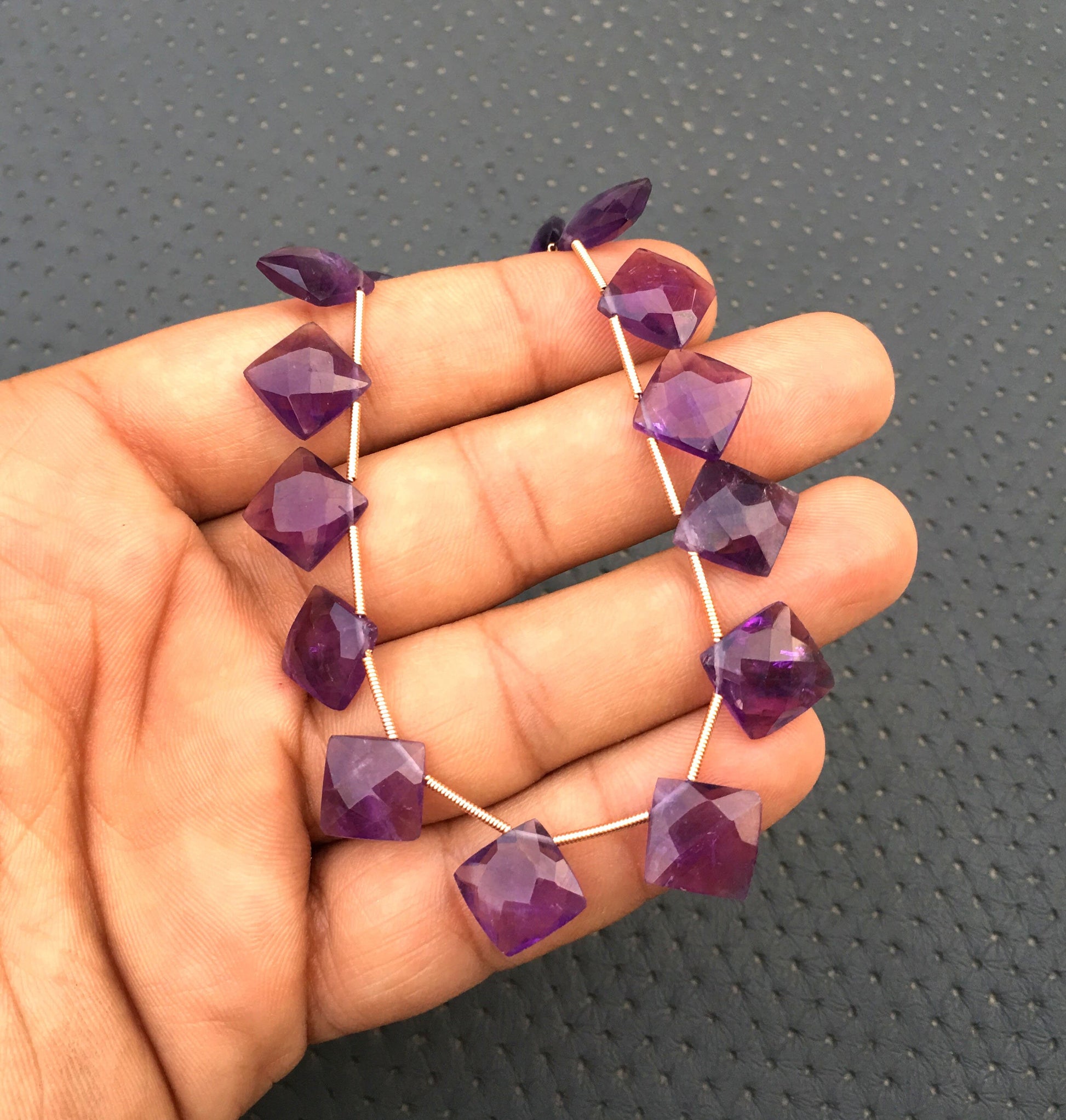 21 Pieces Natural Blue Amethyst Gemstone,Faceted Square Shape,Size 11-13 MM Briolette Beads,Making Jewelry February Birthstone Wholesale