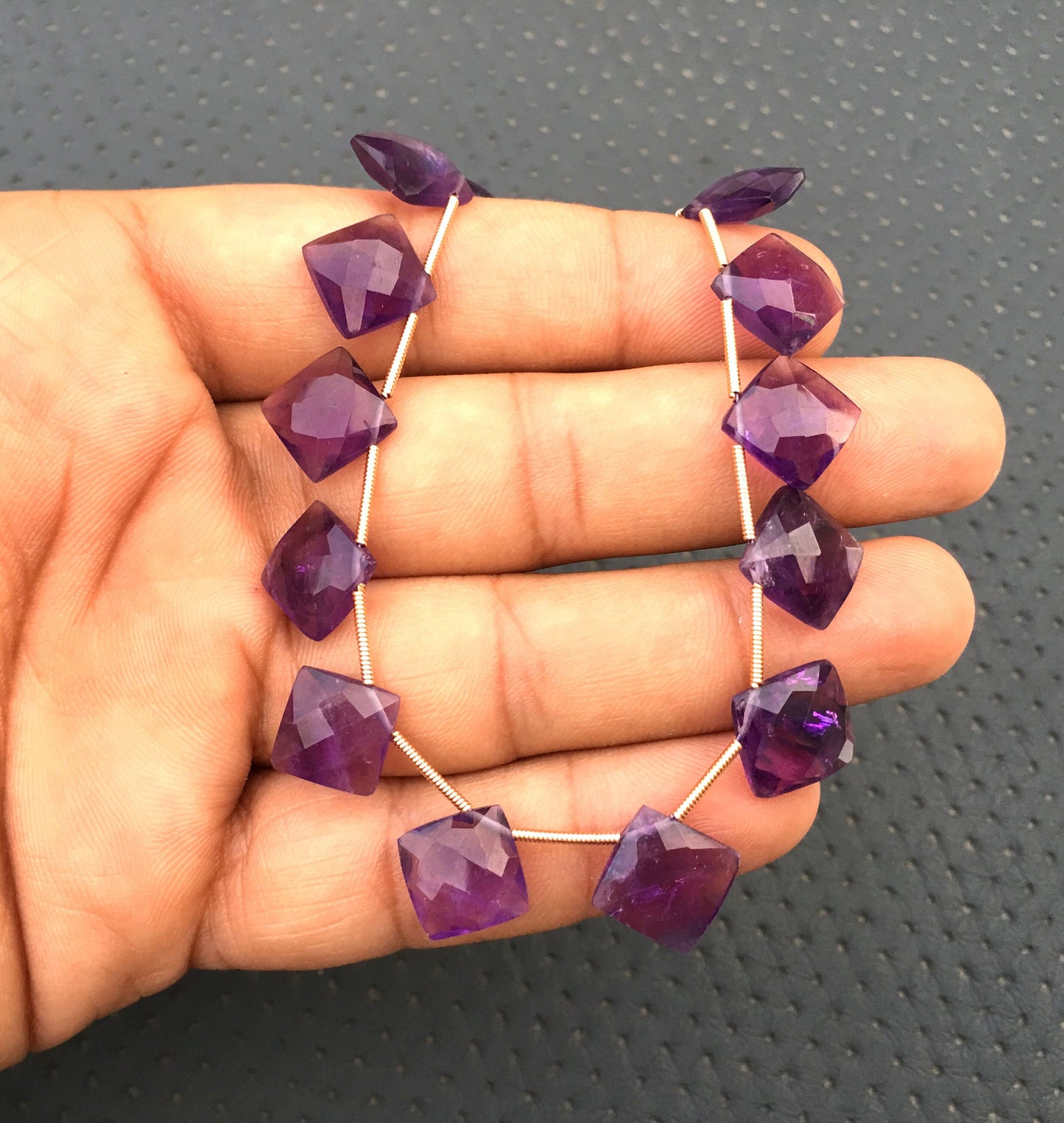 21 Pieces Natural Blue Amethyst Gemstone,Faceted Square Shape,Size 11-13 MM Briolette Beads,Making Jewelry February Birthstone Wholesale