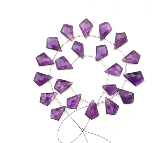 Natural Blue Amethyst Gemstone,Briolette Beads 20 Pieces Faceted Fancy Shape Beads,Size 10x15-14x20 MM Making Birthstone Jewelry Wholesale