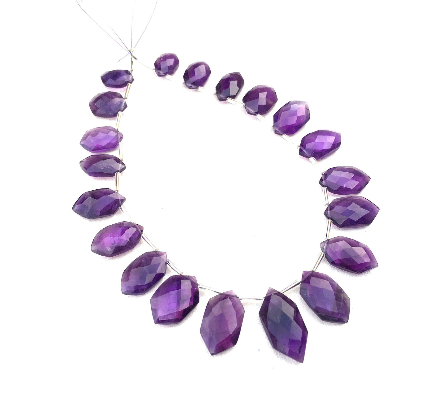 20 Pieces Natural Blue Amethyst Gemstone,Faceted Fancy Shape Beads,Size 8x13-11x22 MM Briolette Beads Making Birthstone Jewelry Wholesale