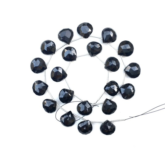 Natural Black Spinel Gemstone,1 Strand Faceted Heart Shape Beads, Size 13-14 MM 21 Pieces Black Spinel Heart Beads, Making Jewelry Wholesale