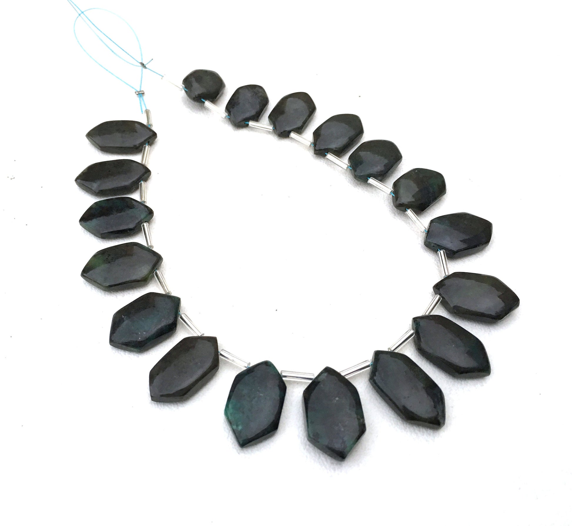 Natural Black Chrysocolla Gemstone,Smooth Hexagon shape Beads,Size 11x17-12x20 MM Briolette Beads, Making Jewelry Wholesale Price