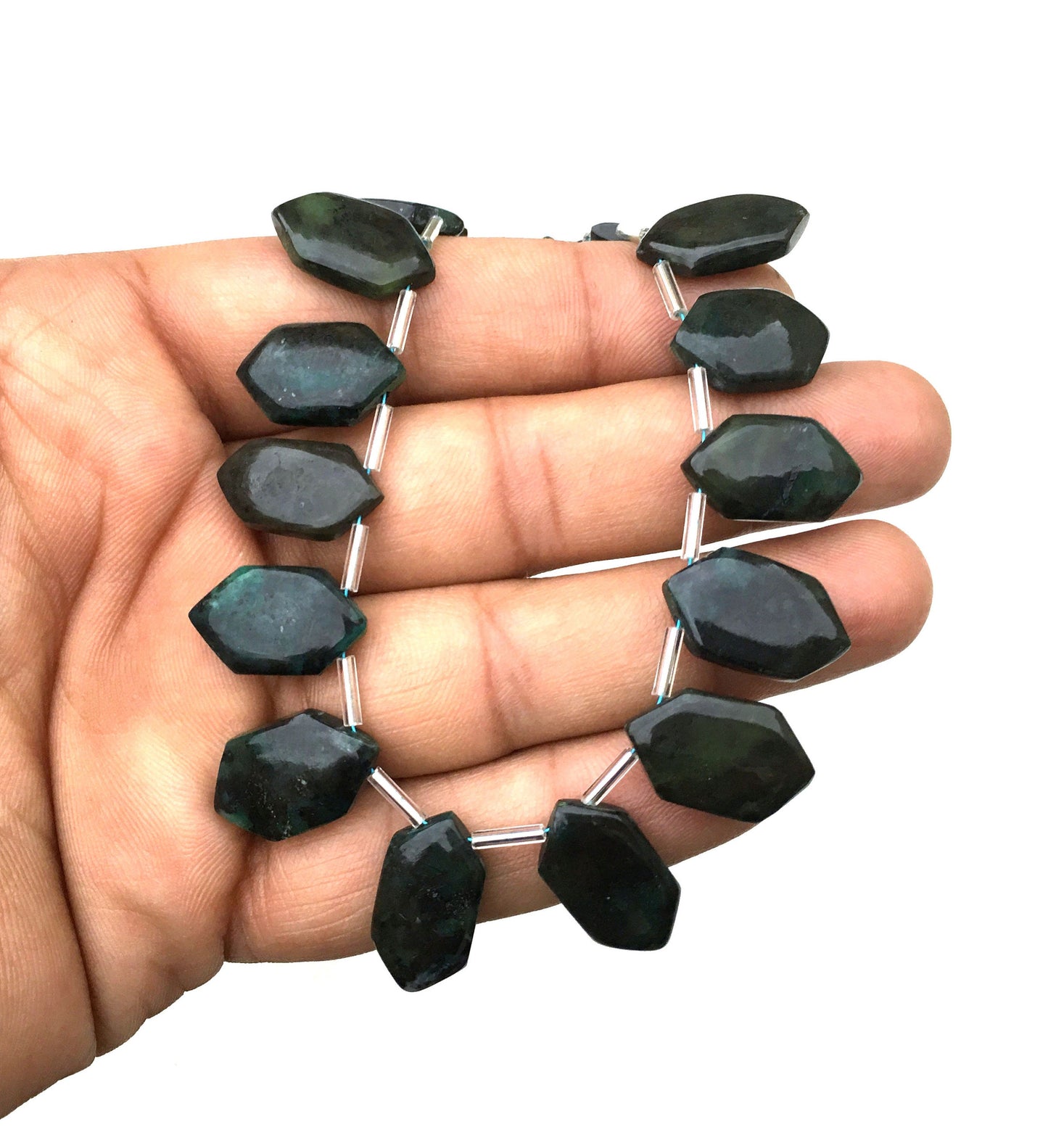 Natural Black Chrysocolla Gemstone,Smooth Hexagon shape Beads,Size 11x17-12x20 MM Briolette Beads, Making Jewelry Wholesale Price