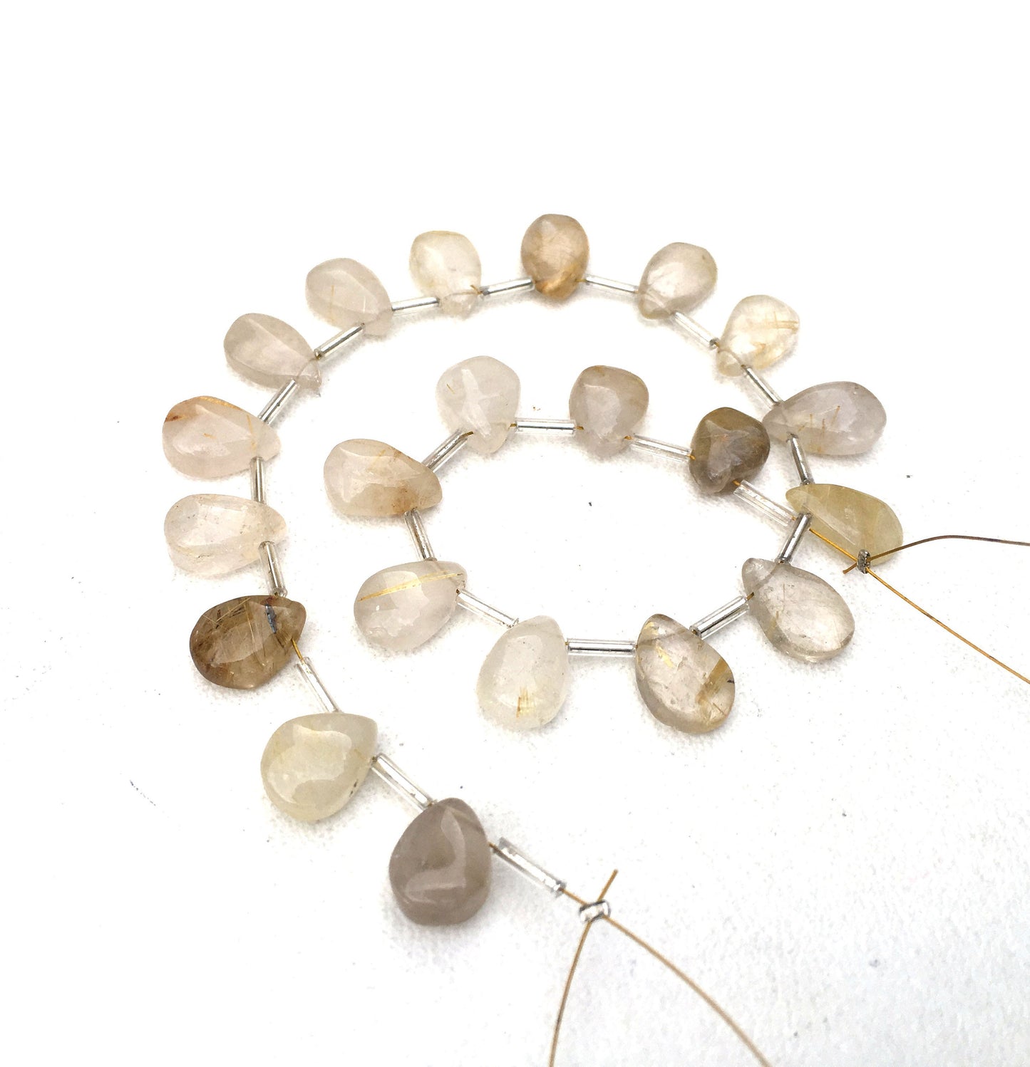 21 Pieces Natural Golden Rutile Gemstone,Smooth Pear Shape Beads,Unique Gems Size 8x11-9x15 MM Briolette Beads Making jewelry Wholesale