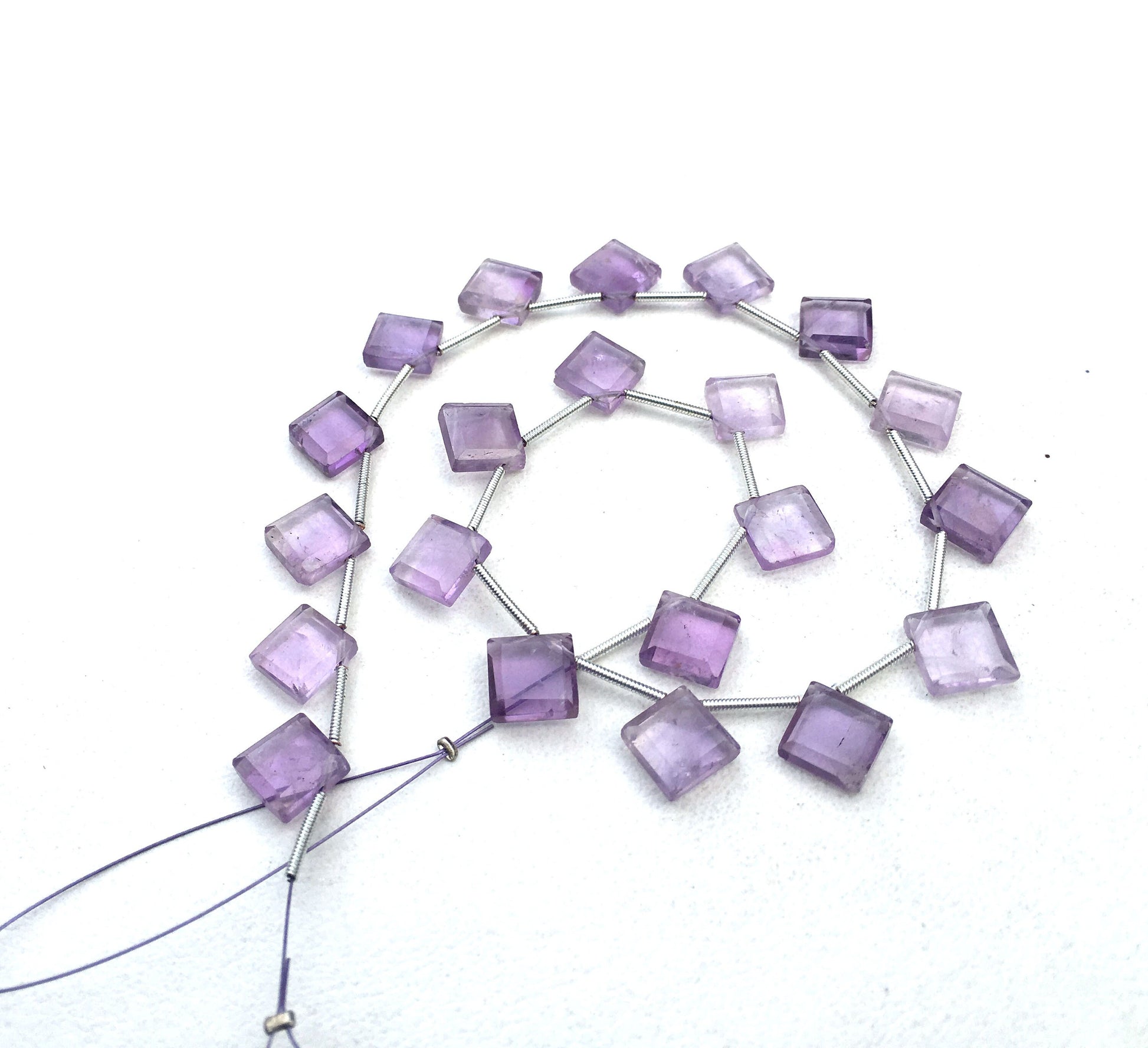 Genuine Quality Natural Pink Amethyst Gemstone,20 Pieces Faceted Square Shape Beads,Size 8-9 MM Making Birthstone Jewelry Wholesale Price