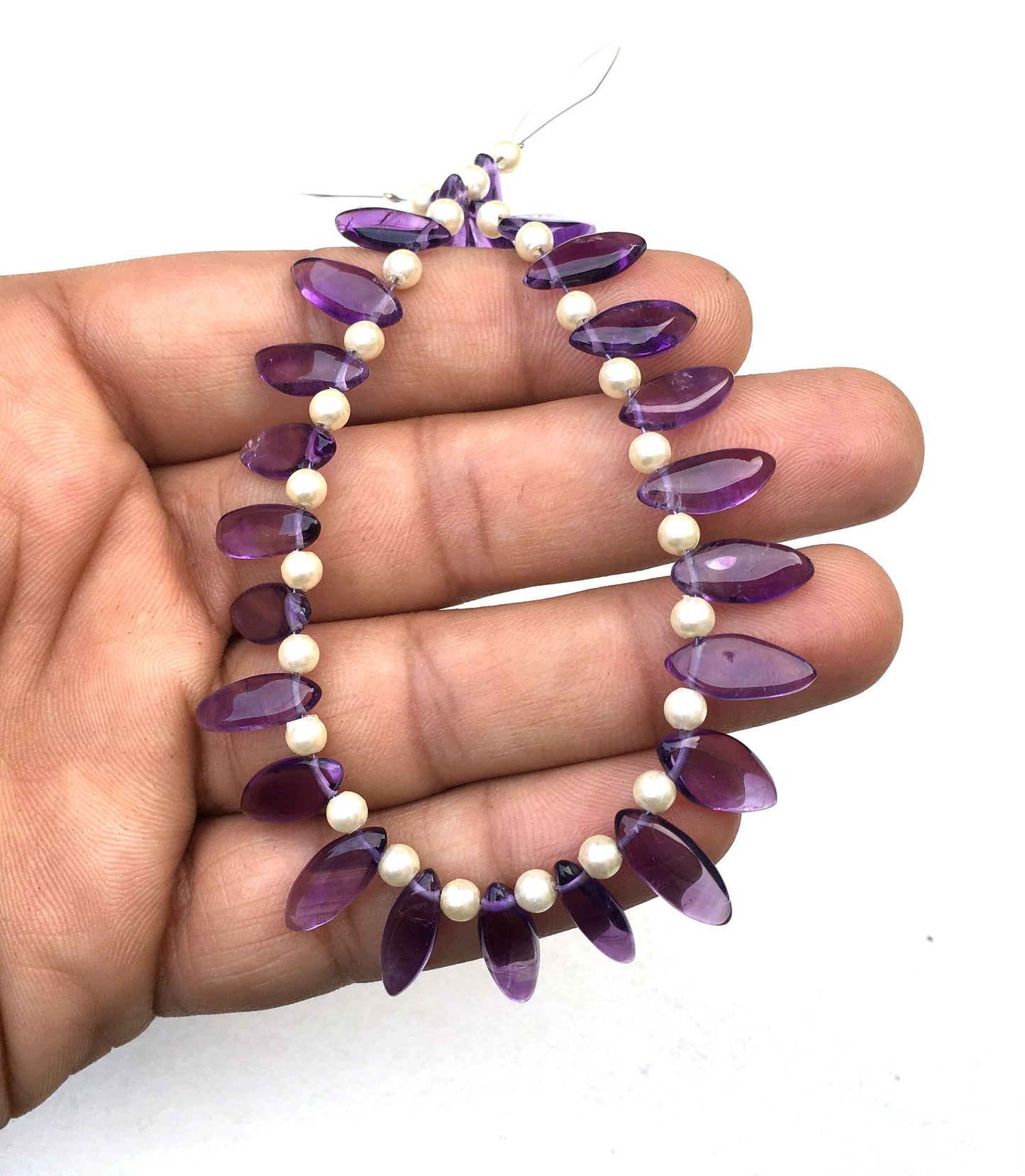 Very Stunning 25 Pieces Smooth Marquise Shape Beads, Natural Blue Amethyst Gemstone,Size 5x12-7x14 MM Making Birthstone Jewelry Wholesale