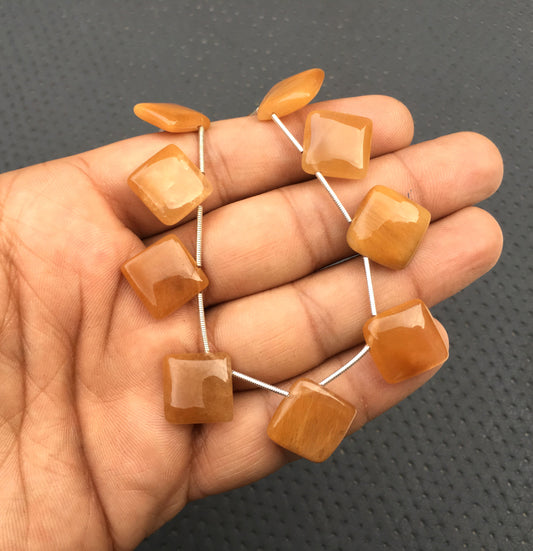 AAA Quality 1 Strand Natural Yellow Rutile Gemstone,Square Shape Smooth Beads,Size 12-15 MM Briolette Bead 21 Piece Making Jewelry Wholesale