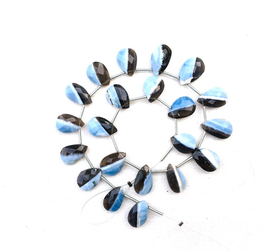 Good Quality Natural Bolder Opal Gemstone,21 Pieces Faceted Pear Shape,Size 8x13-10x15 MM Briolette Beads Making Opal Jewelry Wholesale