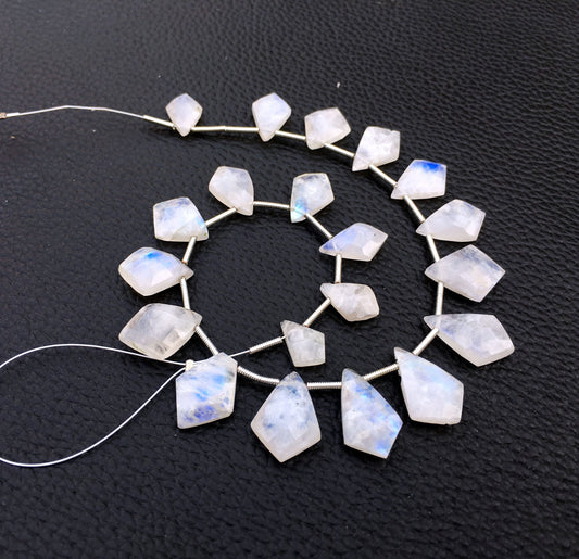 20 Pieces Faceted Fancy shape Blue Flashy Natural Rainbow Moonstone,Genuine Quality Natural Fire Size 8x11-12x16 MM Making Jewelry Wholesale