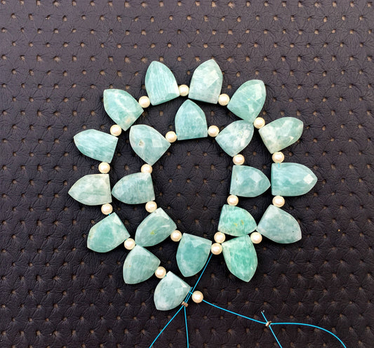 Unbelievable beautiful unique Natural Amazonite Gemstone,21 Pieces Faceted Half Marquise Shape,Size 10x13-12x15 MM Making Jewelry Wholesale