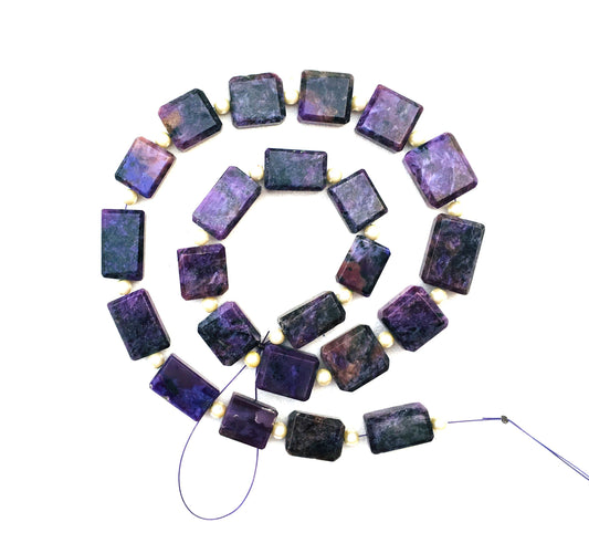 Natural Charoite Gemstone,Faceted Square/Rectangle Shape Briolette Beads,Size 8x13-12x18 MM AAA Quality Making Beautiful Jewelry Wholesale