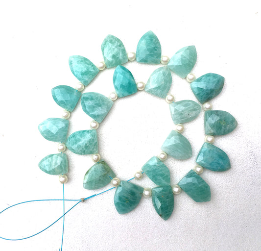 Coordinate Gems 1 Strand Natural Amazonite Gemstone,21 Pieces Faceted Half Marquise Shape Beads,Size 9x12-10x15 MM Making Jewelry Wholesale