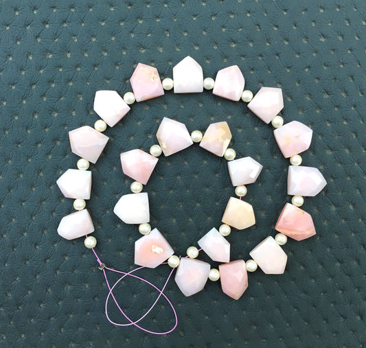 Nice collections Natural Pink Opal Gemstone,22 Piece Faceted Pentagon shape Bead,Size 8x11-10x13 MM Briolette Beads,Making Jewelry Wholesale