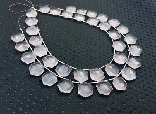 Exceptionally Lovely Stone Natural Rose Quartz Gemstone, 19 Pieces Faceted Hexagon Shape Beads,Size 14-15 MM Briolette Beads Wholesale Price