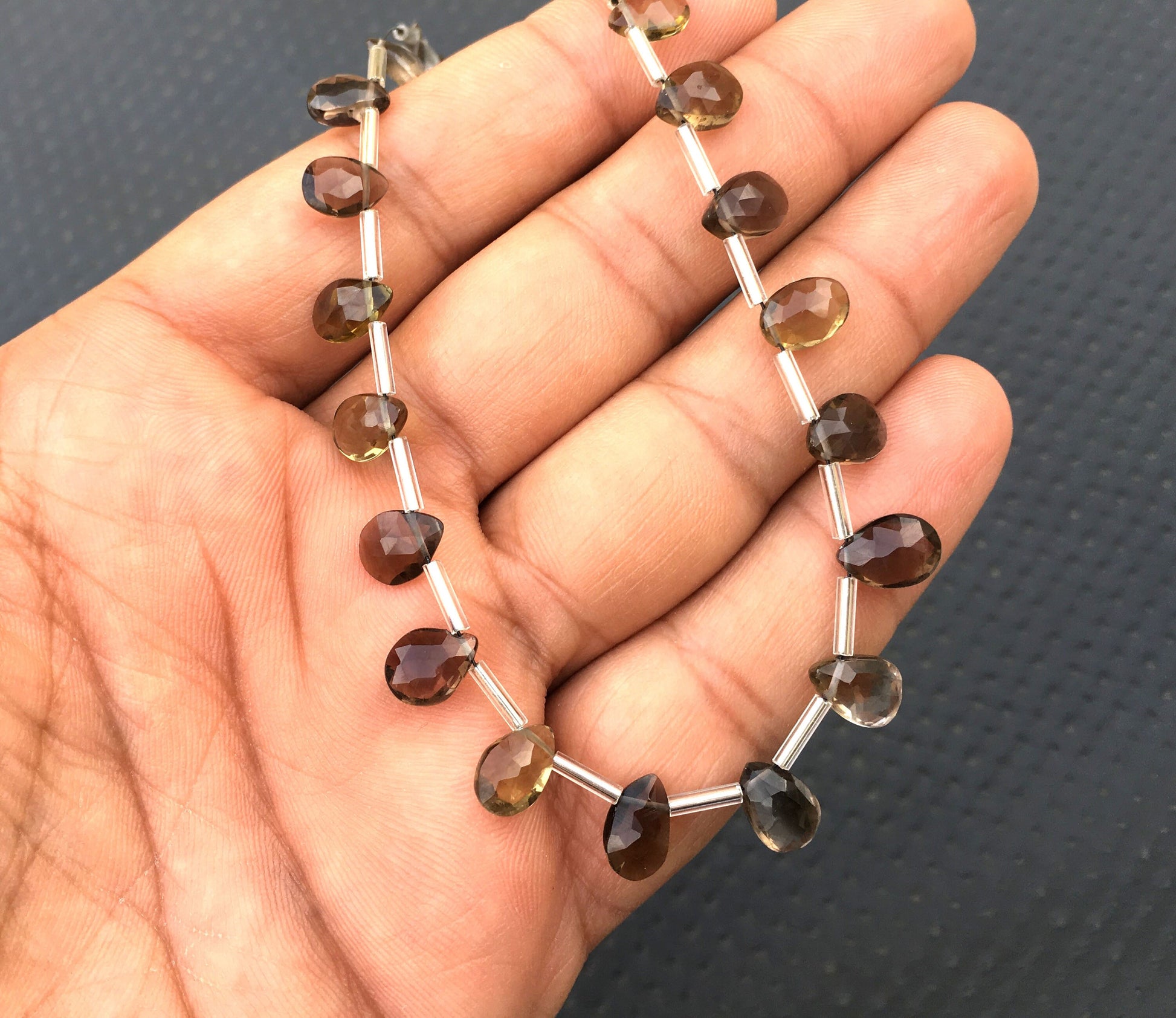 Fantastic Quality 1 Strand Bio Smoky Quartz Gemstone, 25 Piece Faceted Pear Shape Beads,Size 5x8-6x9 MM Beads Making Jewelry Wholesale Price