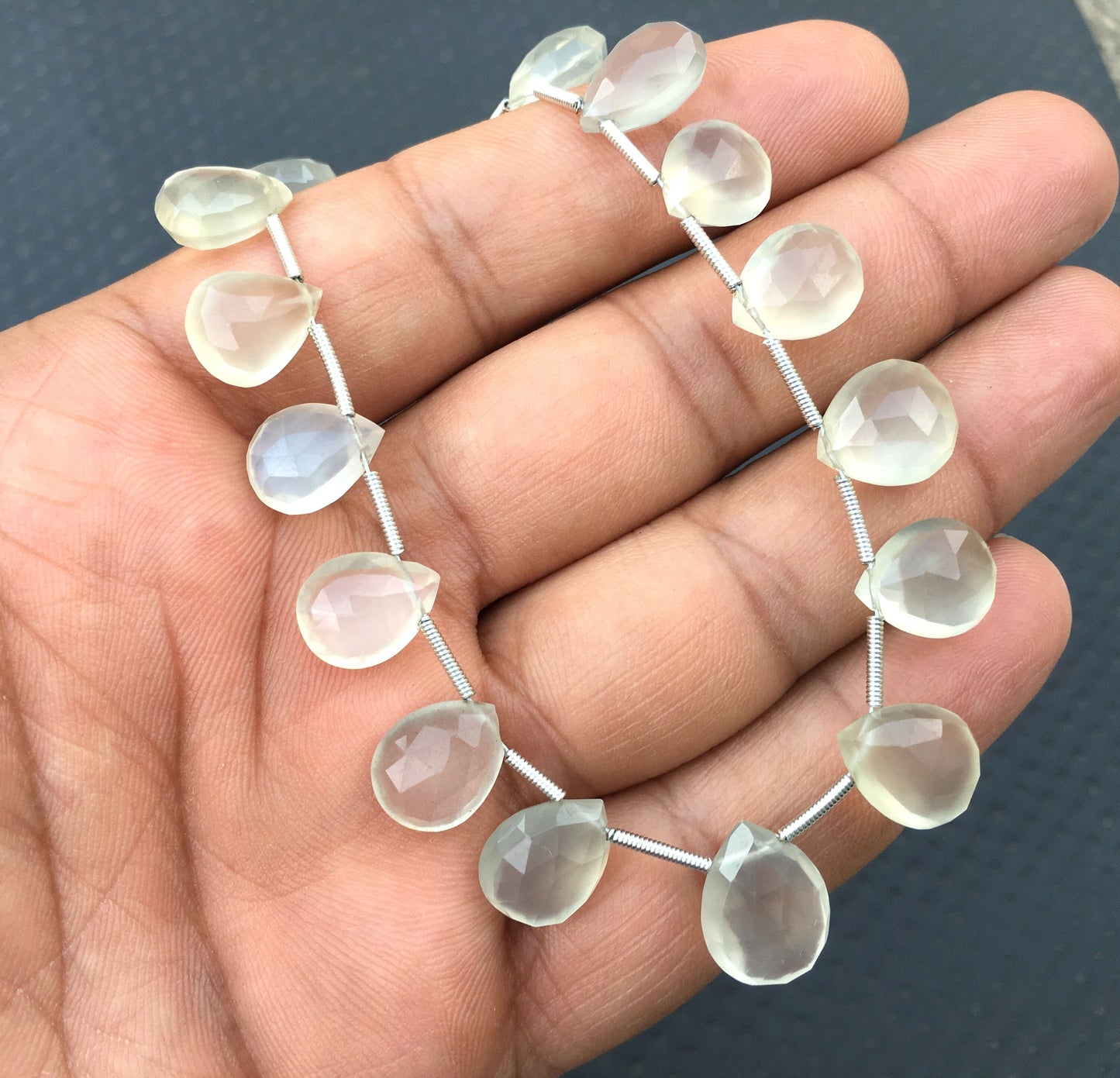 1 Strand Natural White Moonstone, 20 Pieces Faceted Pear shape Beads,Size 8x10-10x14 MM Gemstone Briolette Beads,Making Jewelry Wholesale