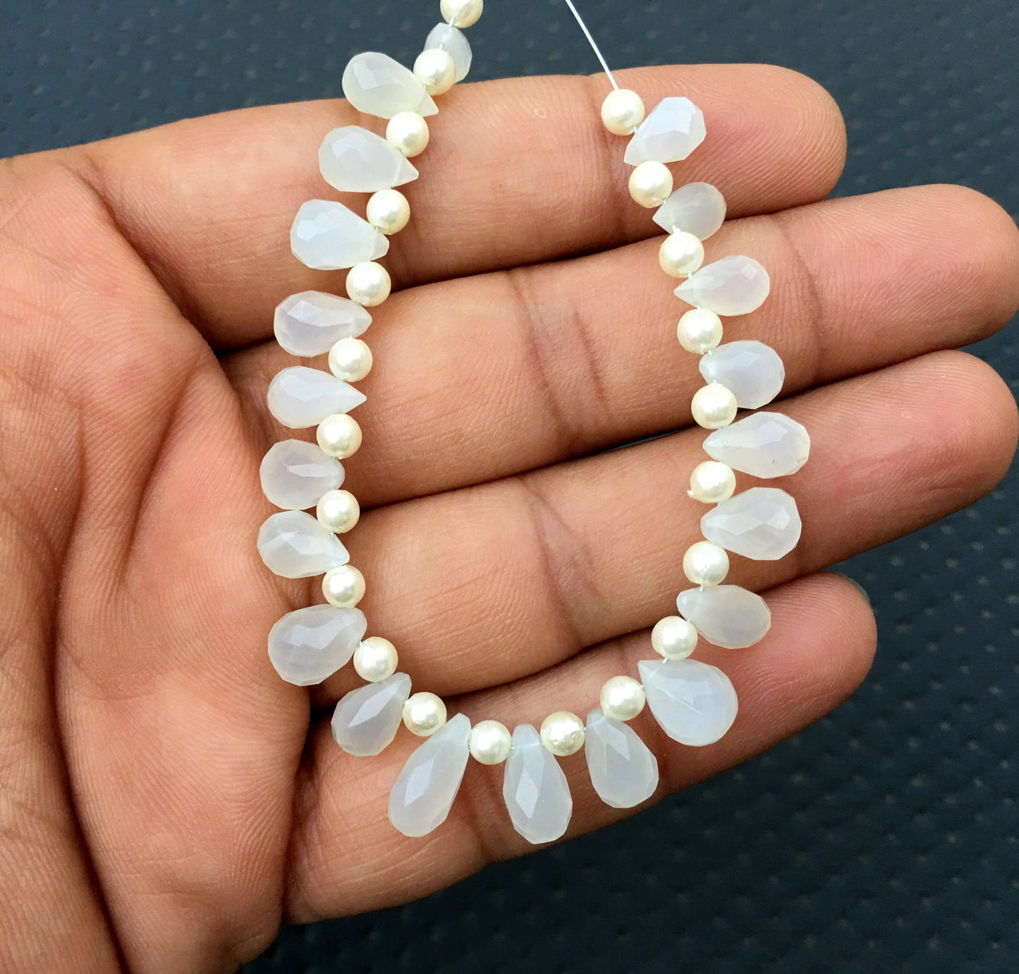 Genuine Quality 1 Strand Natural White Moonstone, 21 Pieces Faceted Teardrop shape Beads,Size 4x8-7x12 MM Gemstone,Making Jewelry Wholesale