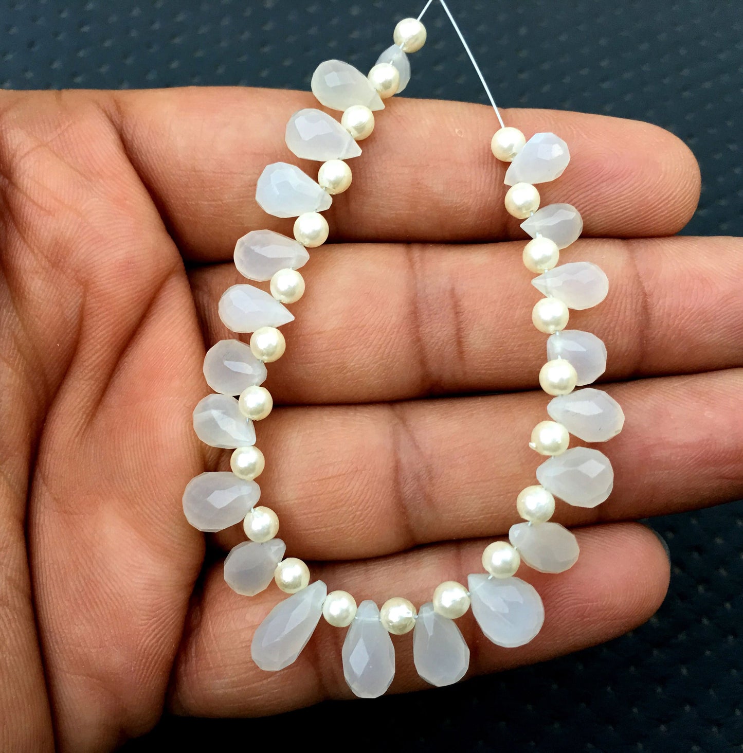 Genuine Quality 1 Strand Natural White Moonstone, 21 Pieces Faceted Teardrop shape Beads,Size 4x8-7x12 MM Gemstone,Making Jewelry Wholesale