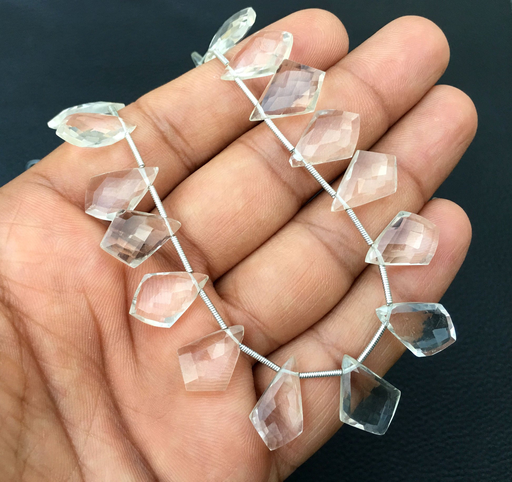 AAA Quality 23 Pieces Natural Crystal Quartz Gemstone,Faceted Fancy Shape,Size 10x15-12x17 MM Briolette Beads Making Jewelry Wholesale Price