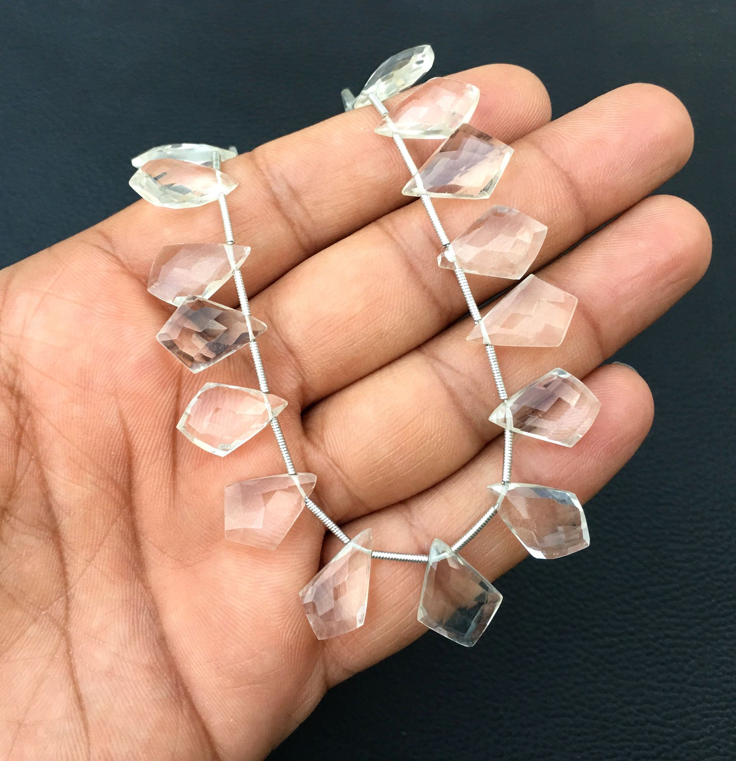 AAA Quality 23 Pieces Natural Crystal Quartz Gemstone,Faceted Fancy Shape,Size 10x15-12x17 MM Briolette Beads Making Jewelry Wholesale Price