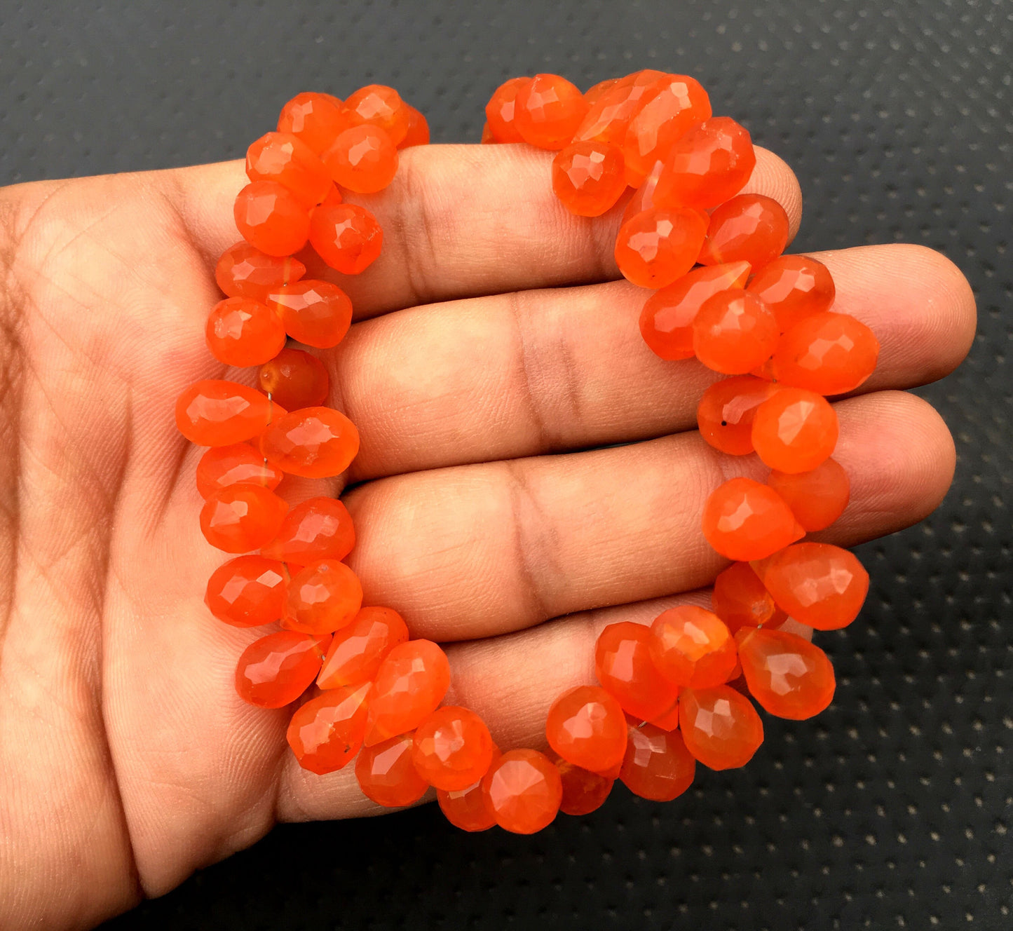 Genuine Quality 1 Strand Natural Carnelian Gemstone,Faceted Teardrop Shape Beads,Size 7x10-8x13 MM Briolette Beads Making Jewelry Wholesale