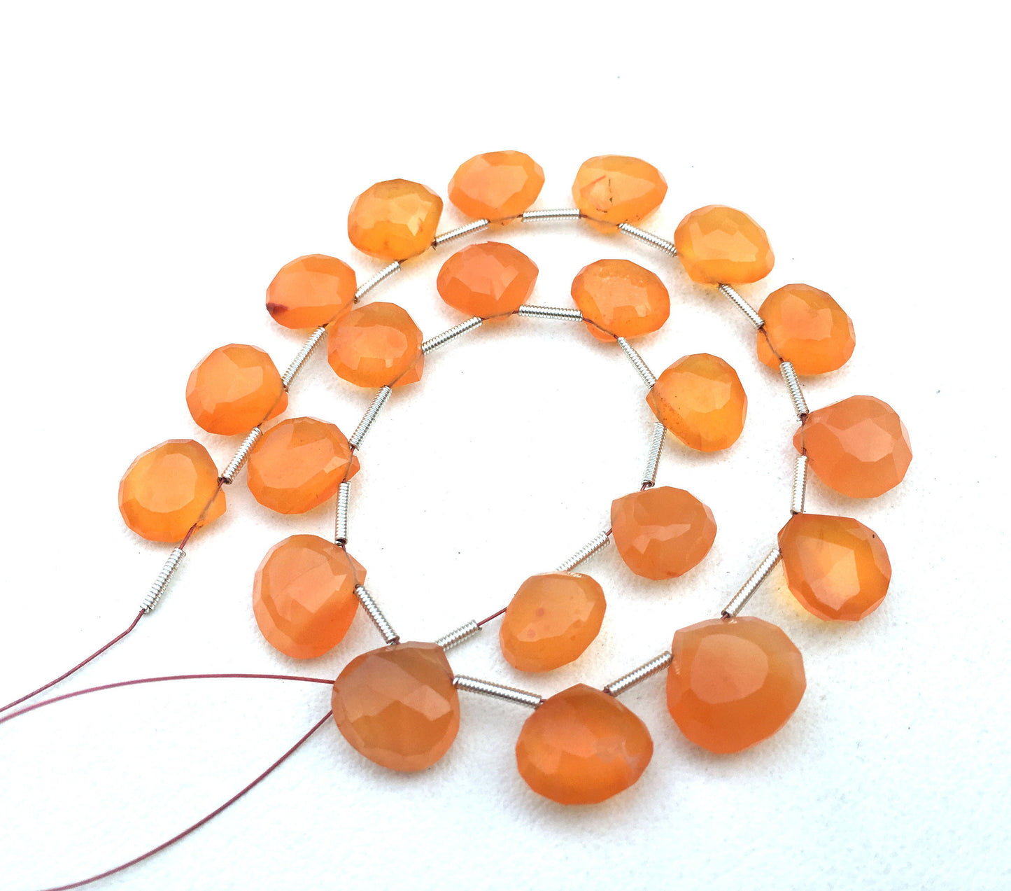 Orange Gems Beads 1 Strand Natural Carnelian Gemstone, 21 Pieces,Faceted Heart shape Size 10-12 MM,Briolette Beads Making jewelry Wholesale