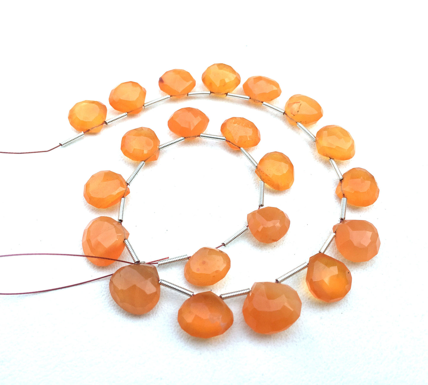 Orange Gems Beads 1 Strand Natural Carnelian Gemstone, 21 Pieces,Faceted Heart shape Size 10-12 MM,Briolette Beads Making jewelry Wholesale