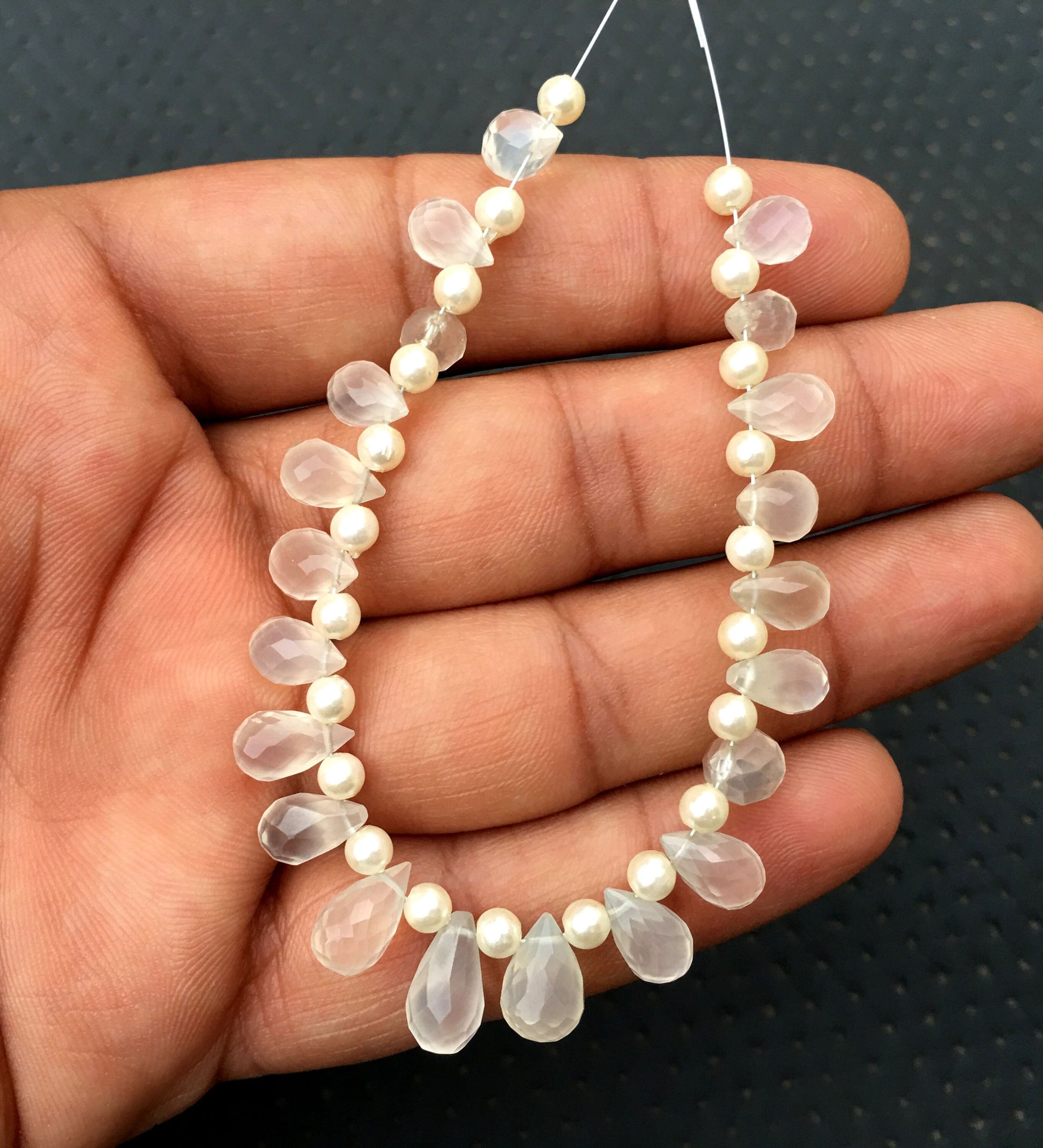 Nice Collection Natural White Moonstone, 16 Pieces Faceted Teardrop shape,Size 5x7-7x10 MM Gemstone Briolette Beads,Making Jewelry Wholesale