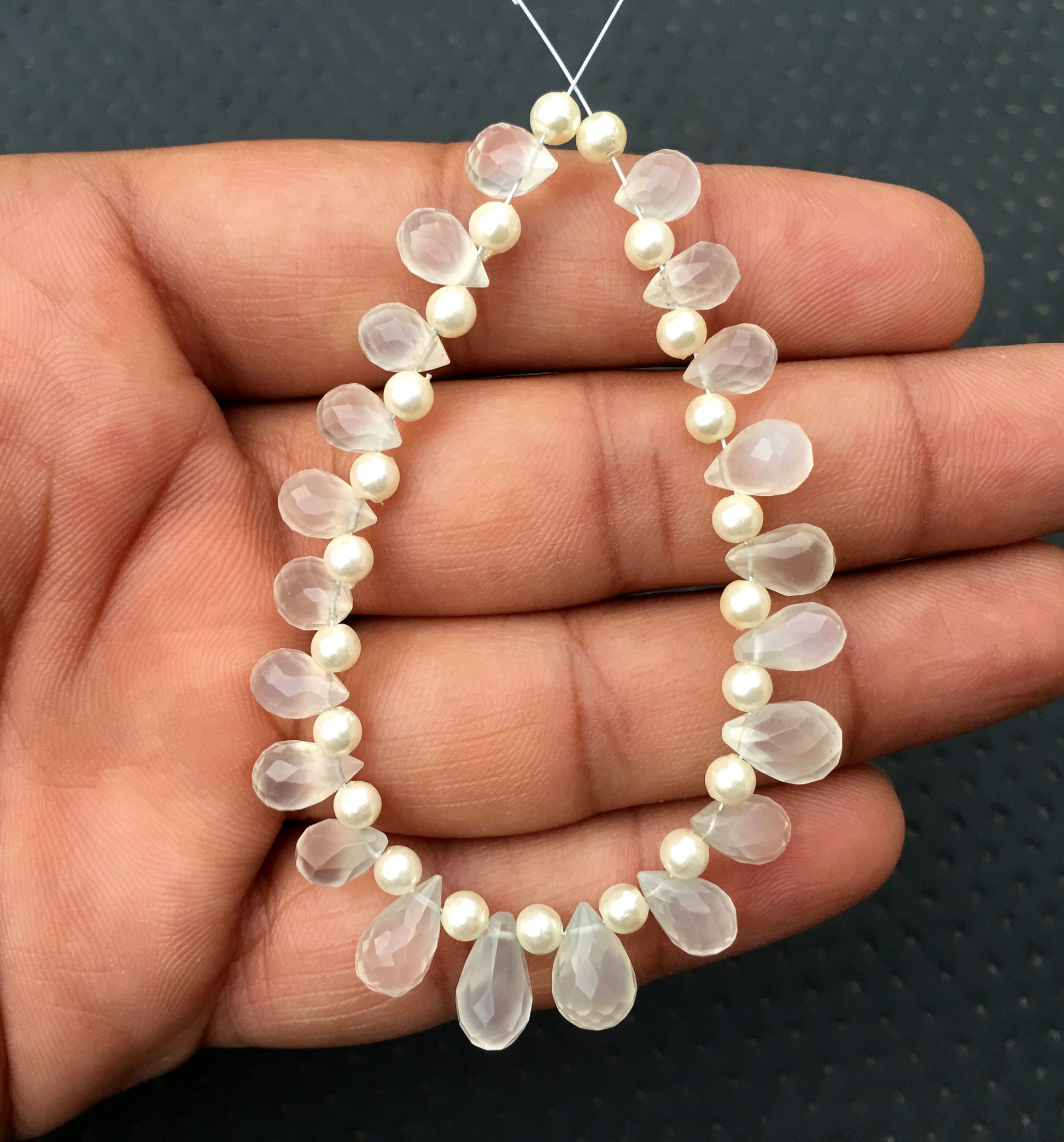 Nice Collection Natural White Moonstone, 16 Pieces Faceted Teardrop shape,Size 5x7-7x10 MM Gemstone Briolette Beads,Making Jewelry Wholesale