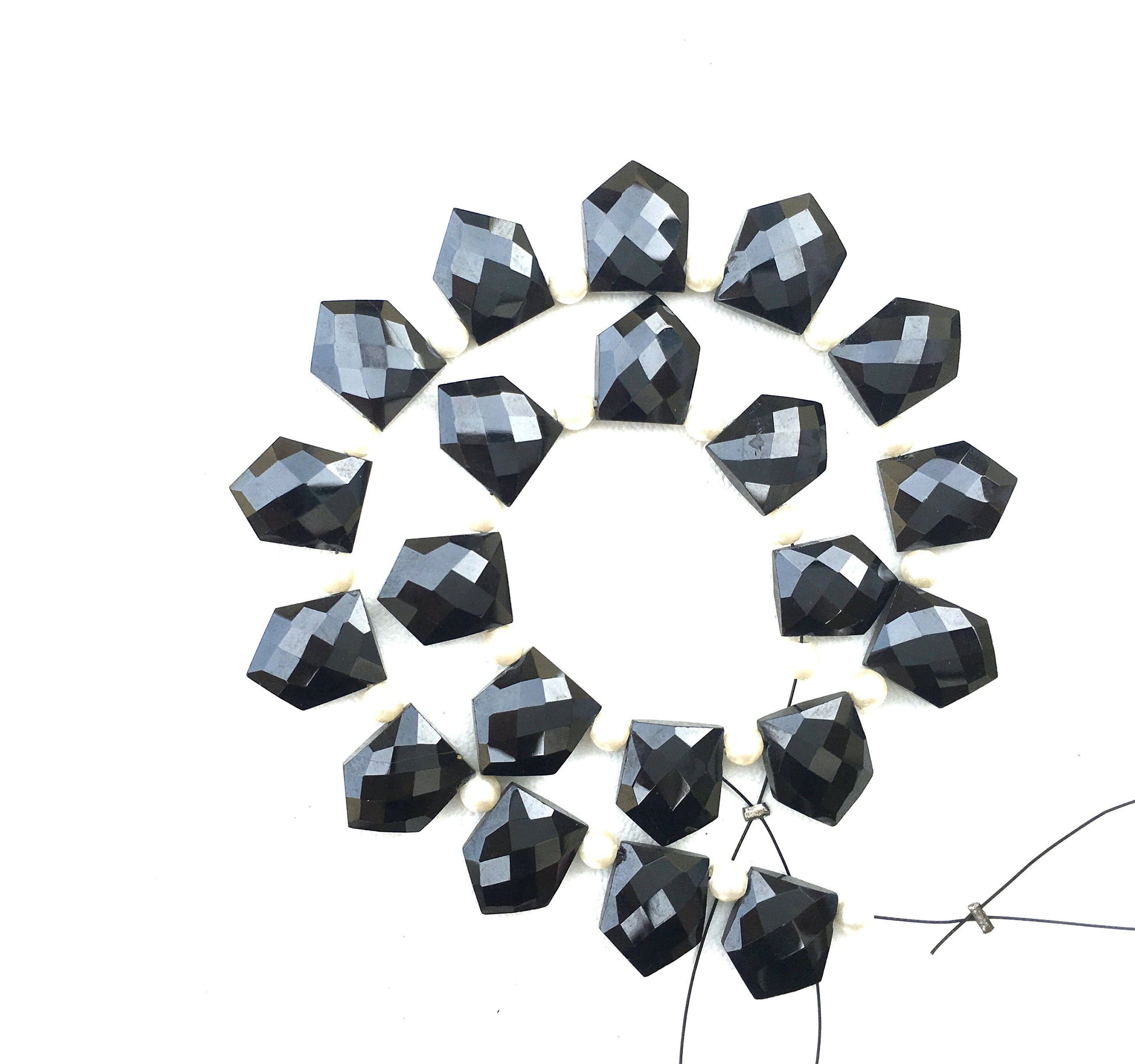 AAA Quality 1 Strand Natural Black Spinel Gemstone,21 Pieces Faceted Pentagon shape Briolette Beads,Size 10x12-10x13 MM Wholesale Price