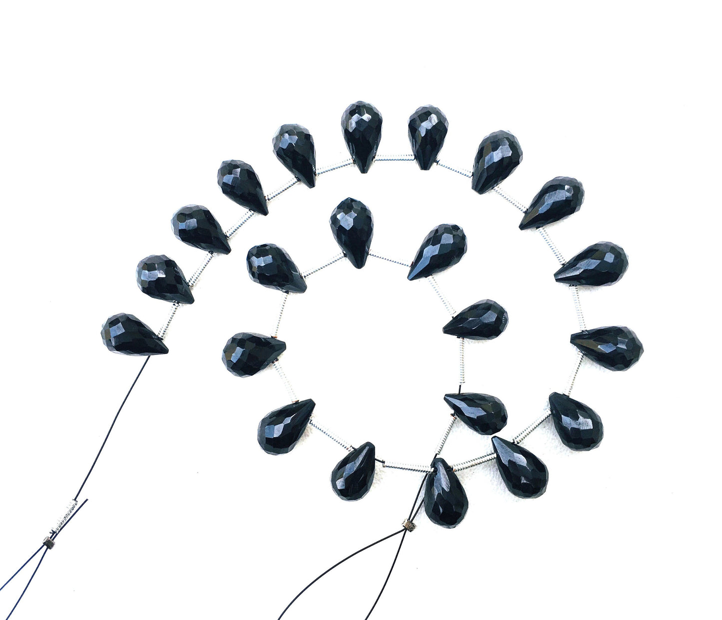 Super Sparkly 22 Pieces Natural Black Spinel Gemstone, 1 Strand Faceted Teardrop Shape Beads, Size 6x11-7x13 MM Making Jewelry wholesale