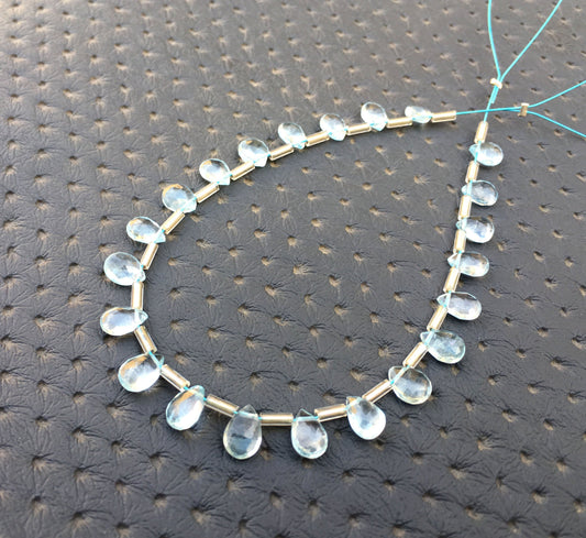 Awesome Quality 1 Strand Natural Blue Topaz Gemstone,22 Piece Faceted Pear shape Beads,Size 5x6-5x7 MM Stone,Making Jewelry Wholesale Price